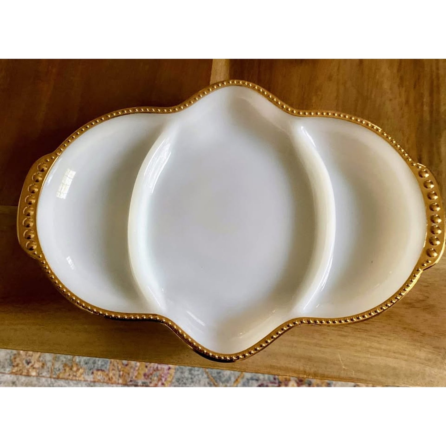 Fire King milk glass divided tray