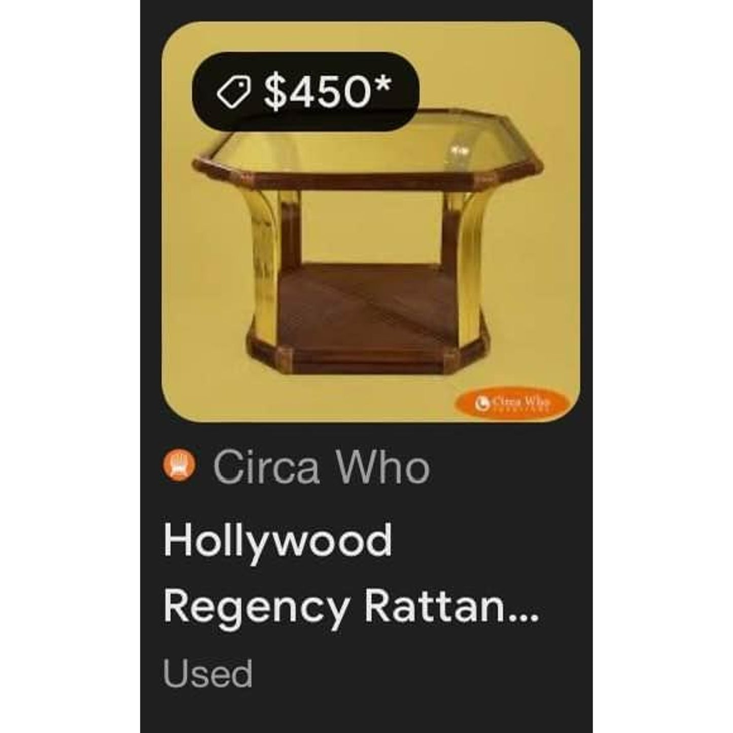 Hollywood Regency Rattan and Brass Coffee Table