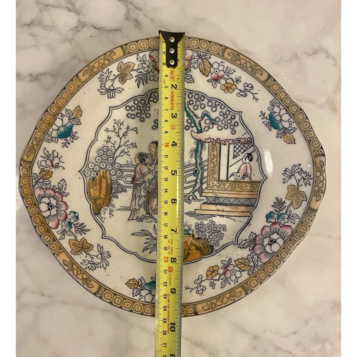 Antique Chinese Pattern Transferware Platter 10.5”