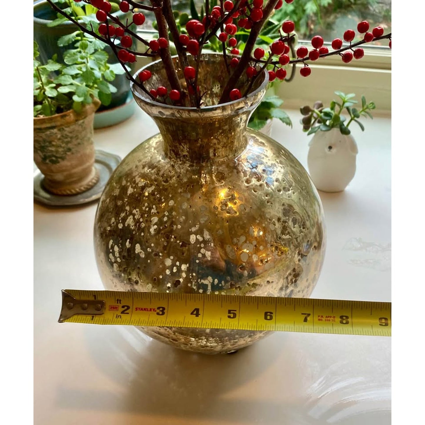 antiqued silver / gold mercury glass vase