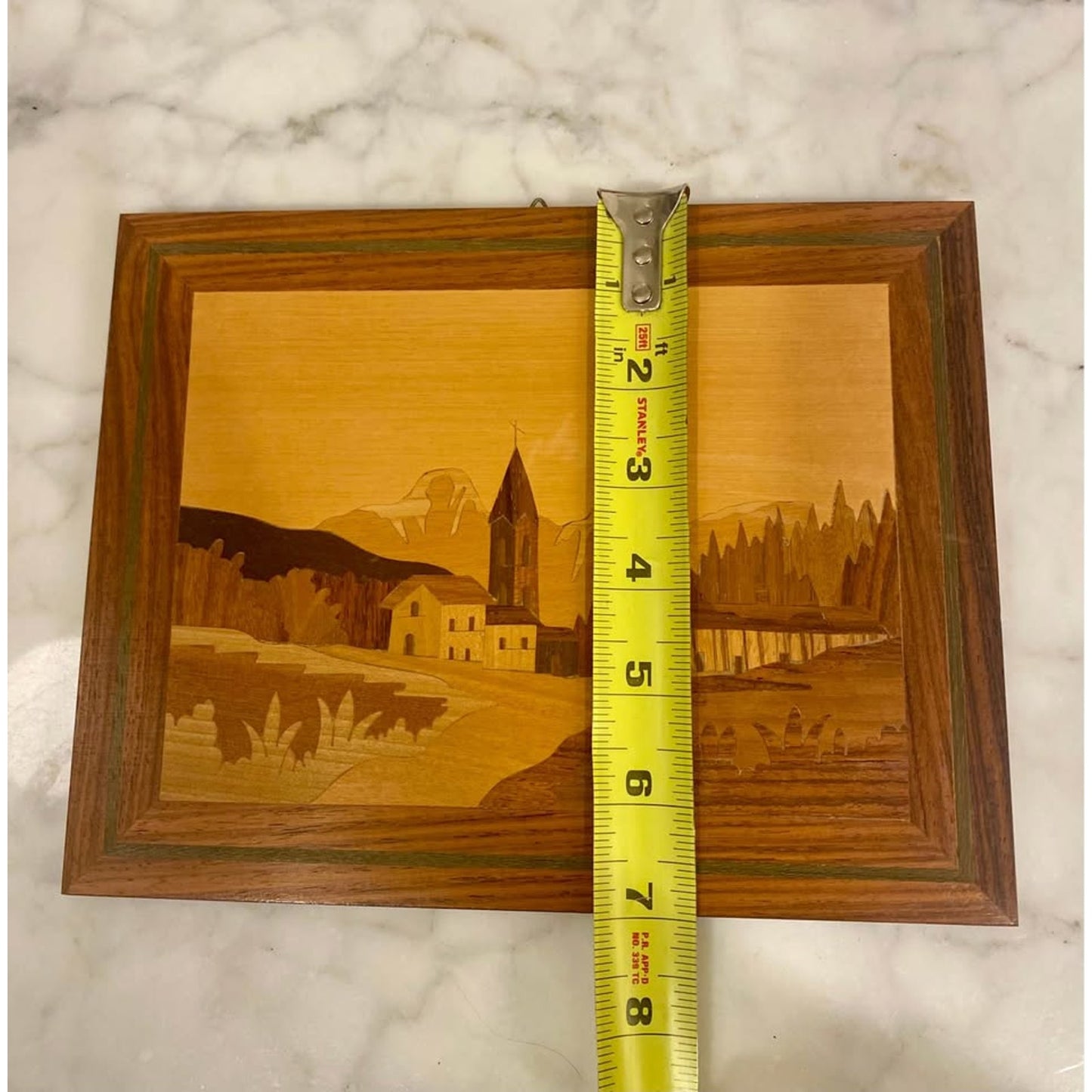 VINTAGE Pisa, Italy MARQUETRY INLAID WOOD WALL ART 9”X 7"