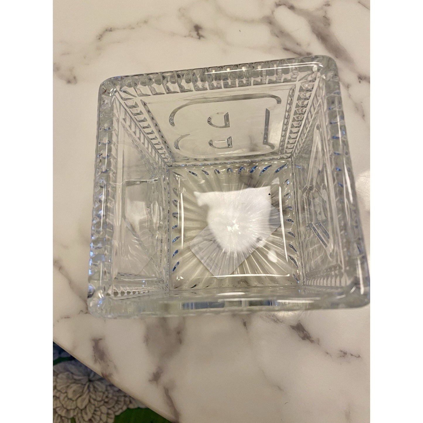 Vintage Teleflora Crystal Block Style Baby Planter Storage Spells Baby 4"