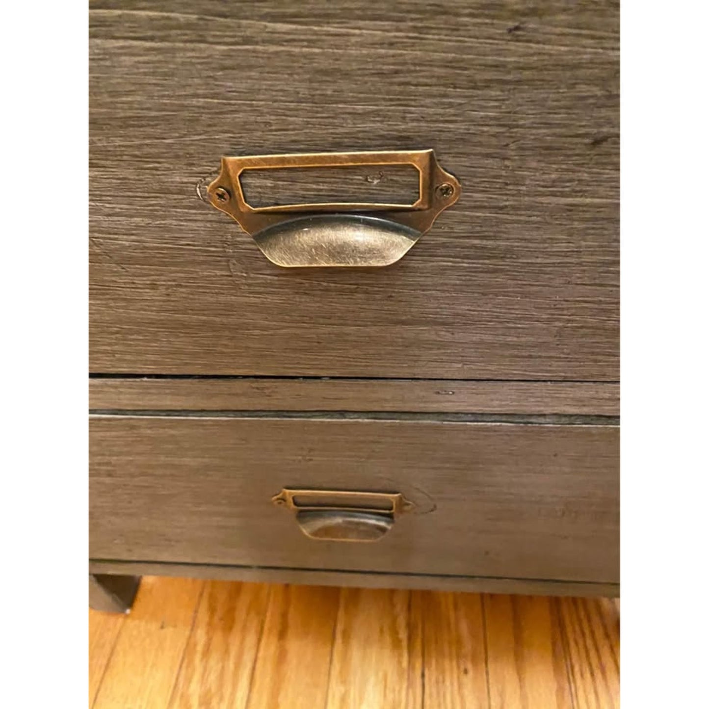 unique weathered wood cabinet with beveled mirror