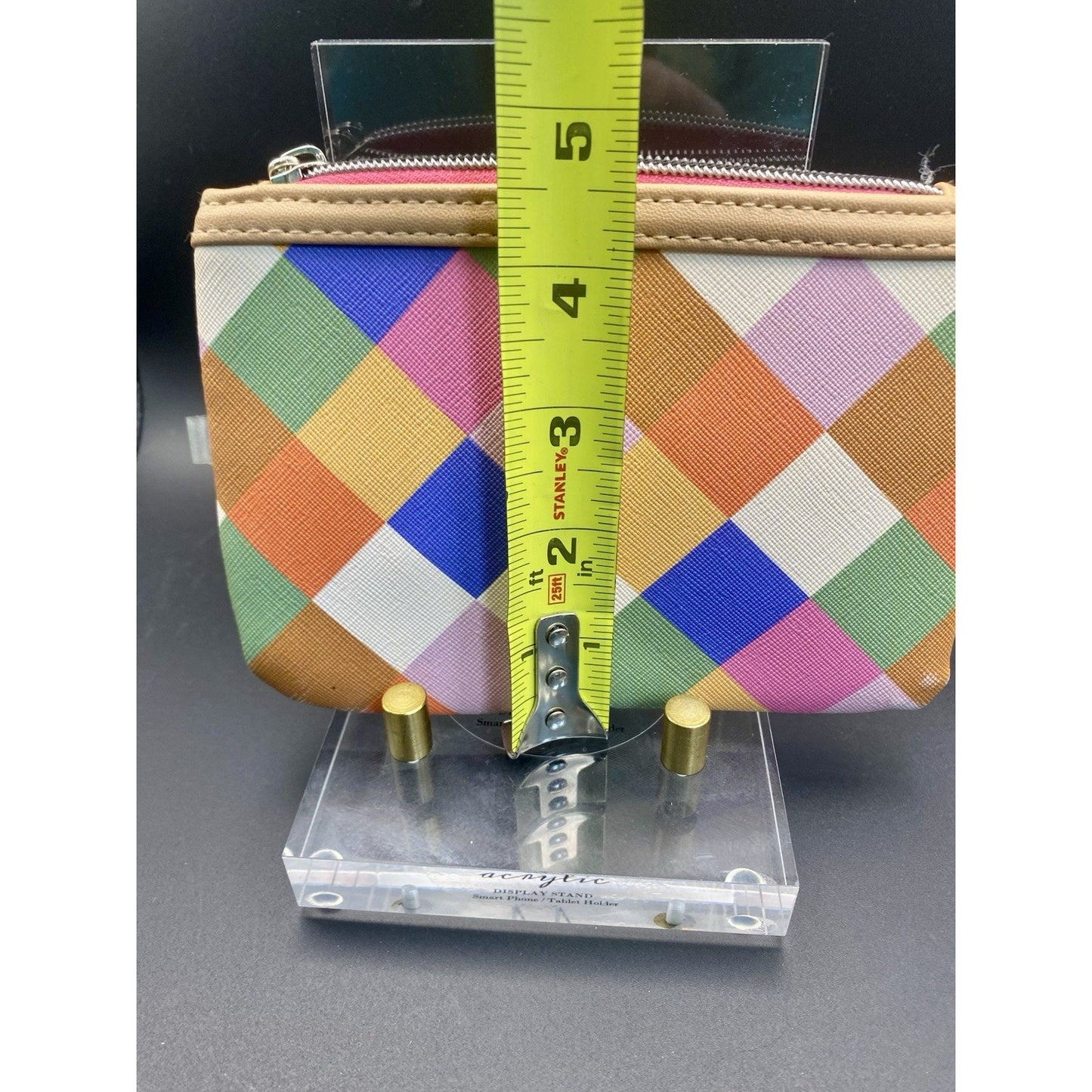 Joan and David multicolor plaid clutch make-up bag