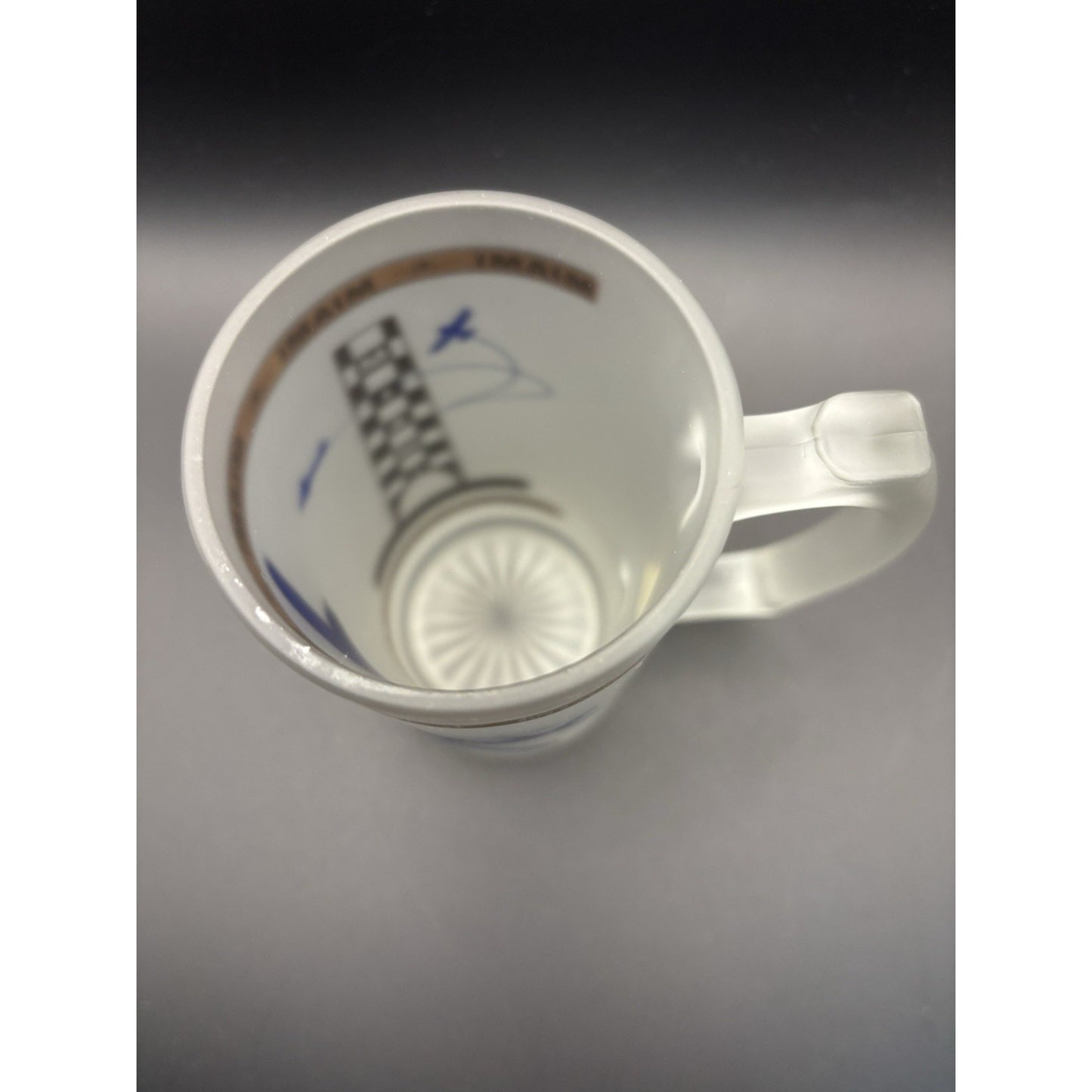 Vtg Miami Frosted Glass Mug Kapan Kent 22K Gold Accent Airplane Collectible Mug