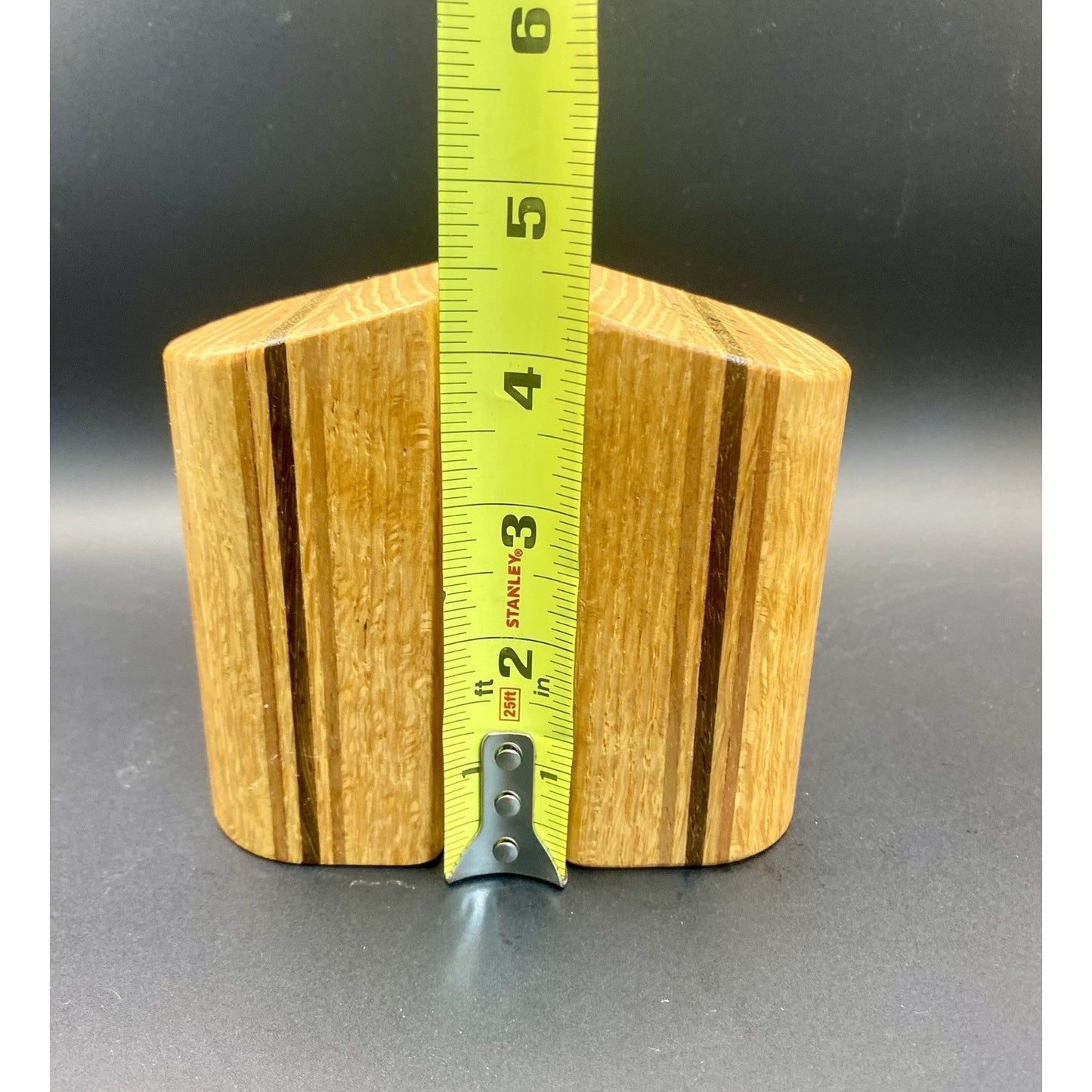 Vintage MCM Style Striped Wood Retro Salt & Pepper Shaker Abstract Boho Rustic