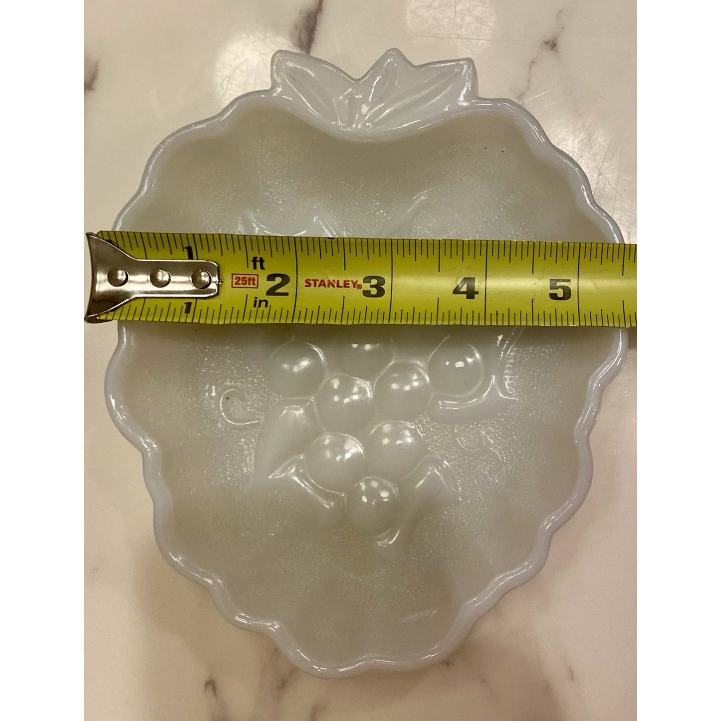 Vintage Hazel Atlas Milk Glass Harvest Grape candy trinket dish 6.75”