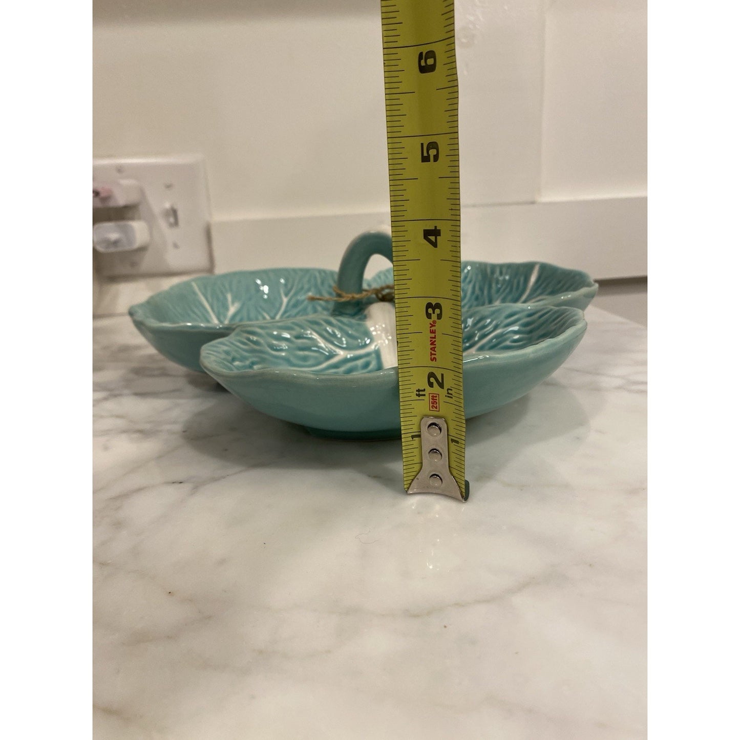 Maxcera Green Cabbage Leaf Three Part Handled Serving Dish