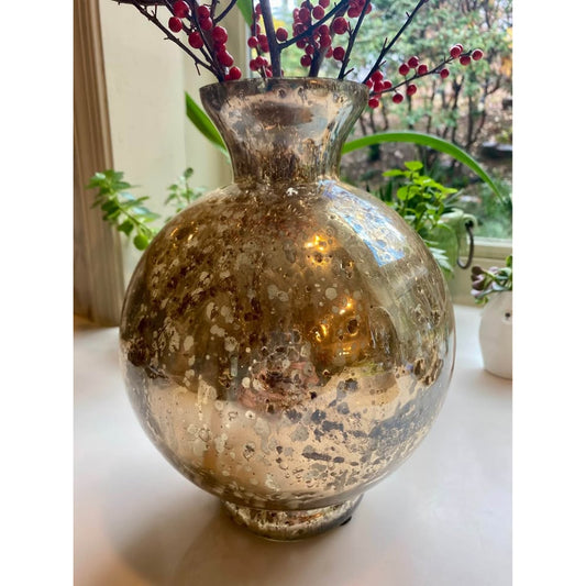 antiqued silver / gold mercury glass vase