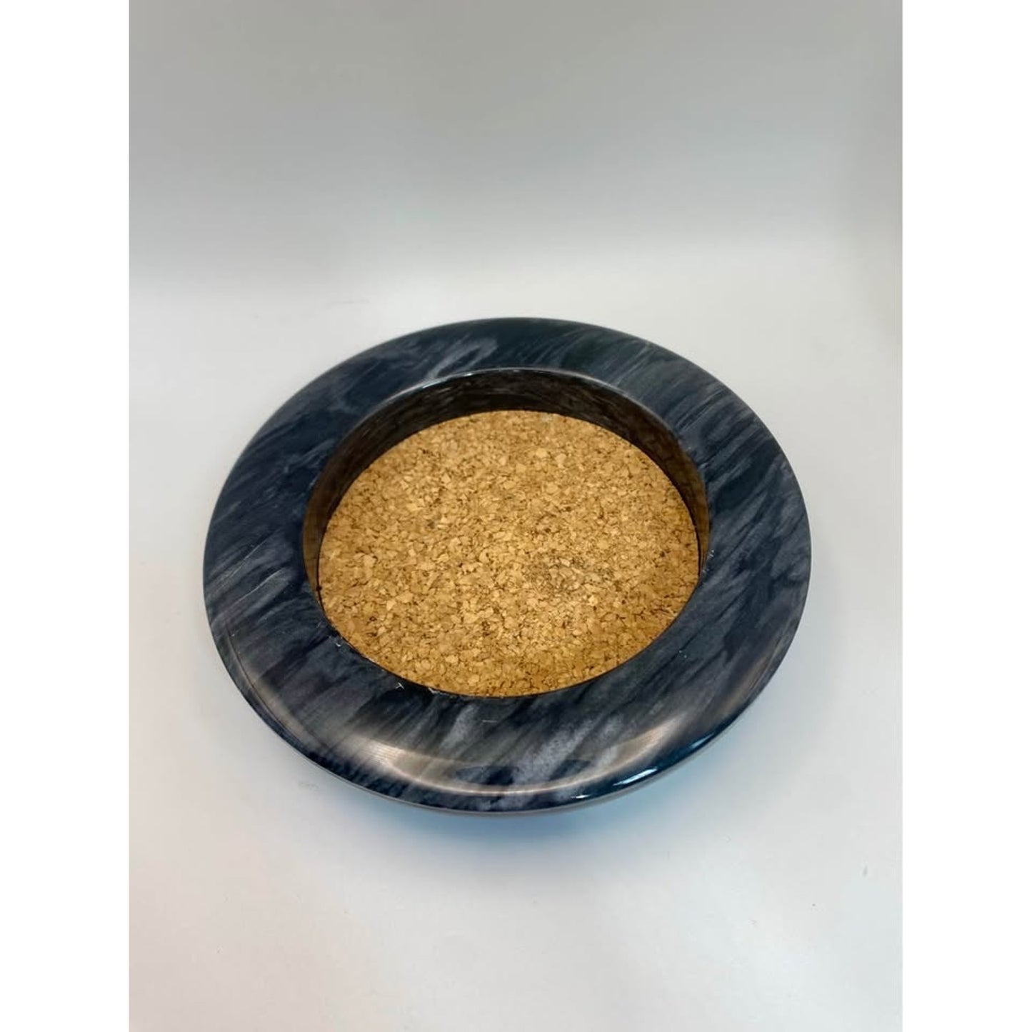 dark gray marble and cork wine coaster