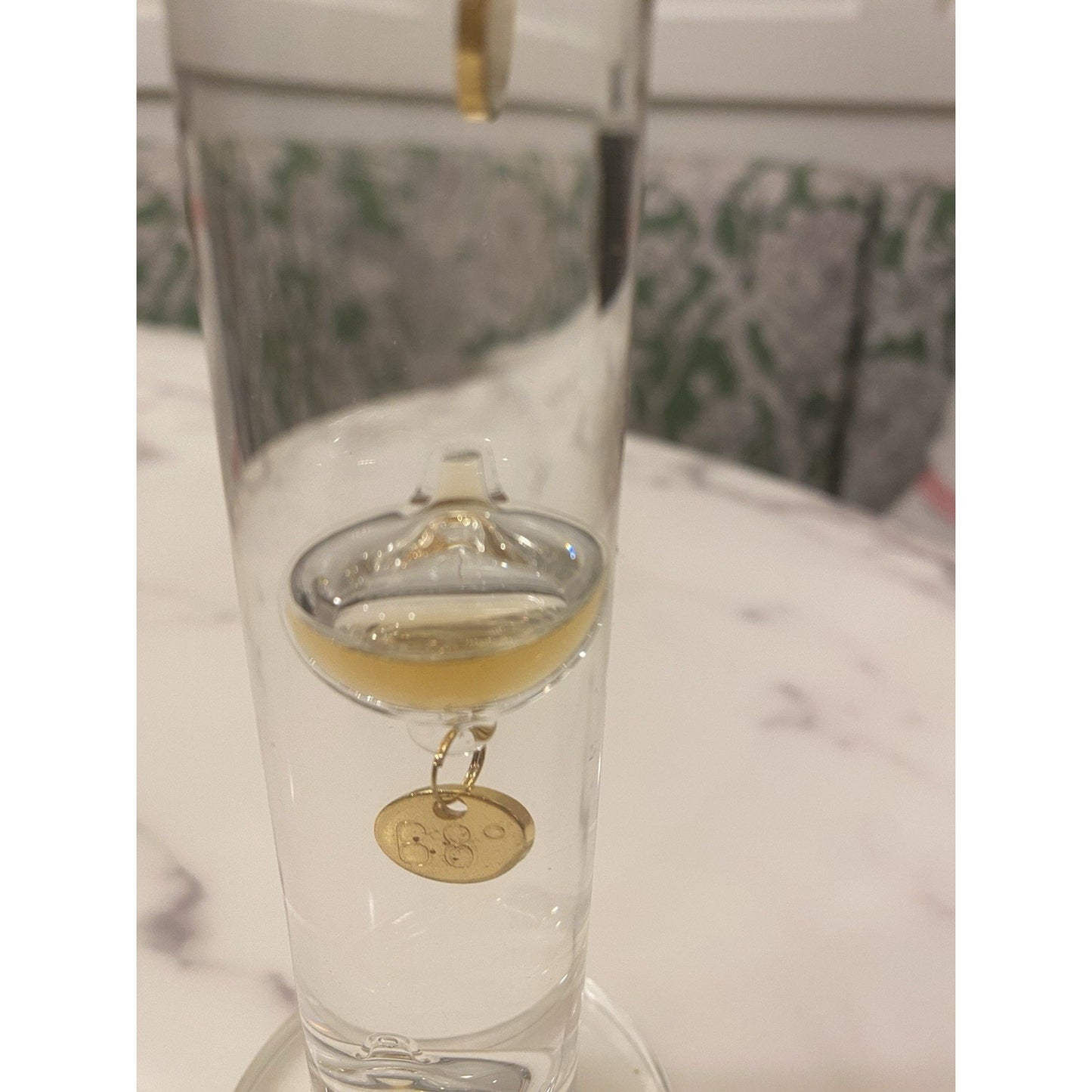 Vintage Galileo Glass Thermometer Made Of Glass With 5 Glass Temperature Balls