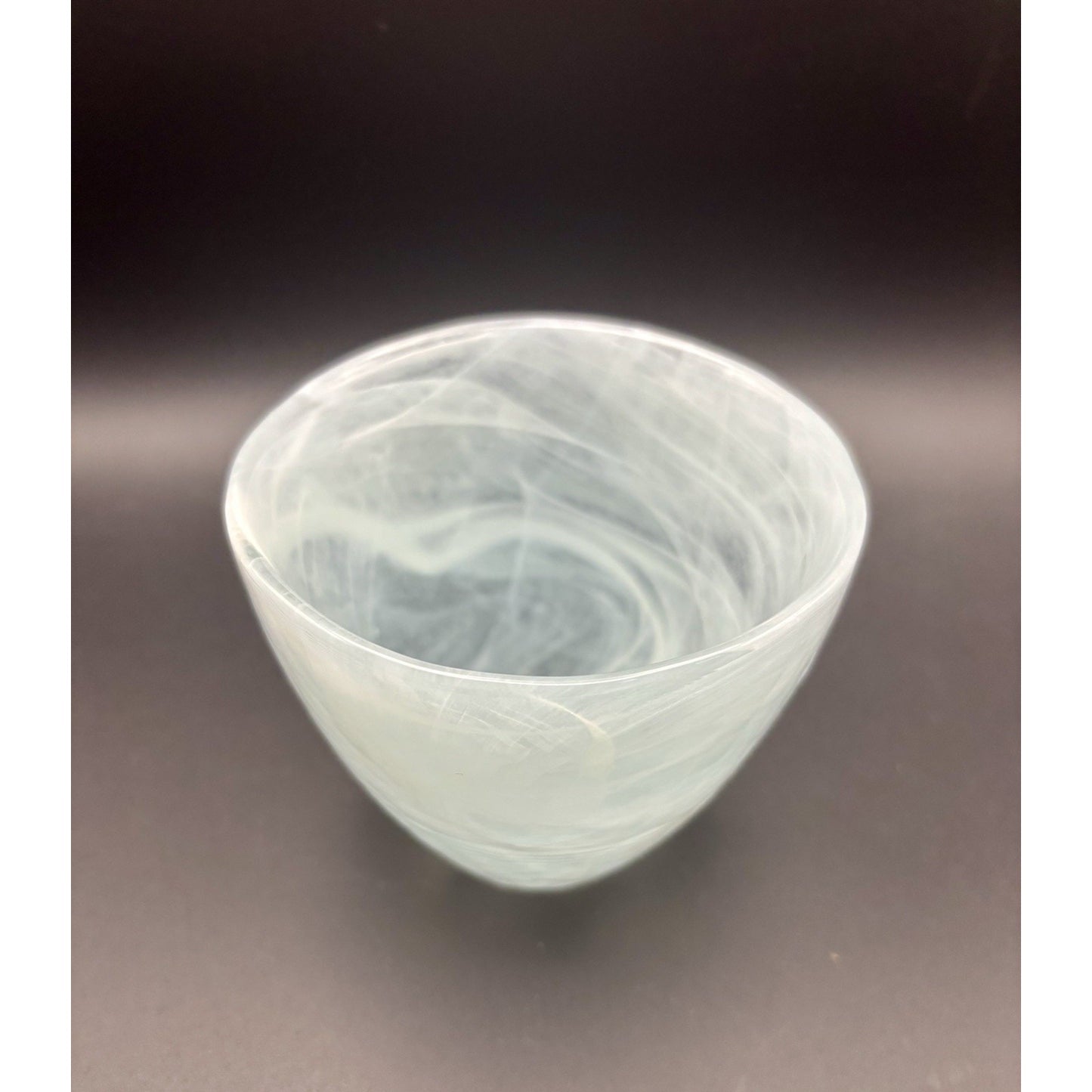 Recycled Art Glass Bowl Teal & White Swirl Bowl