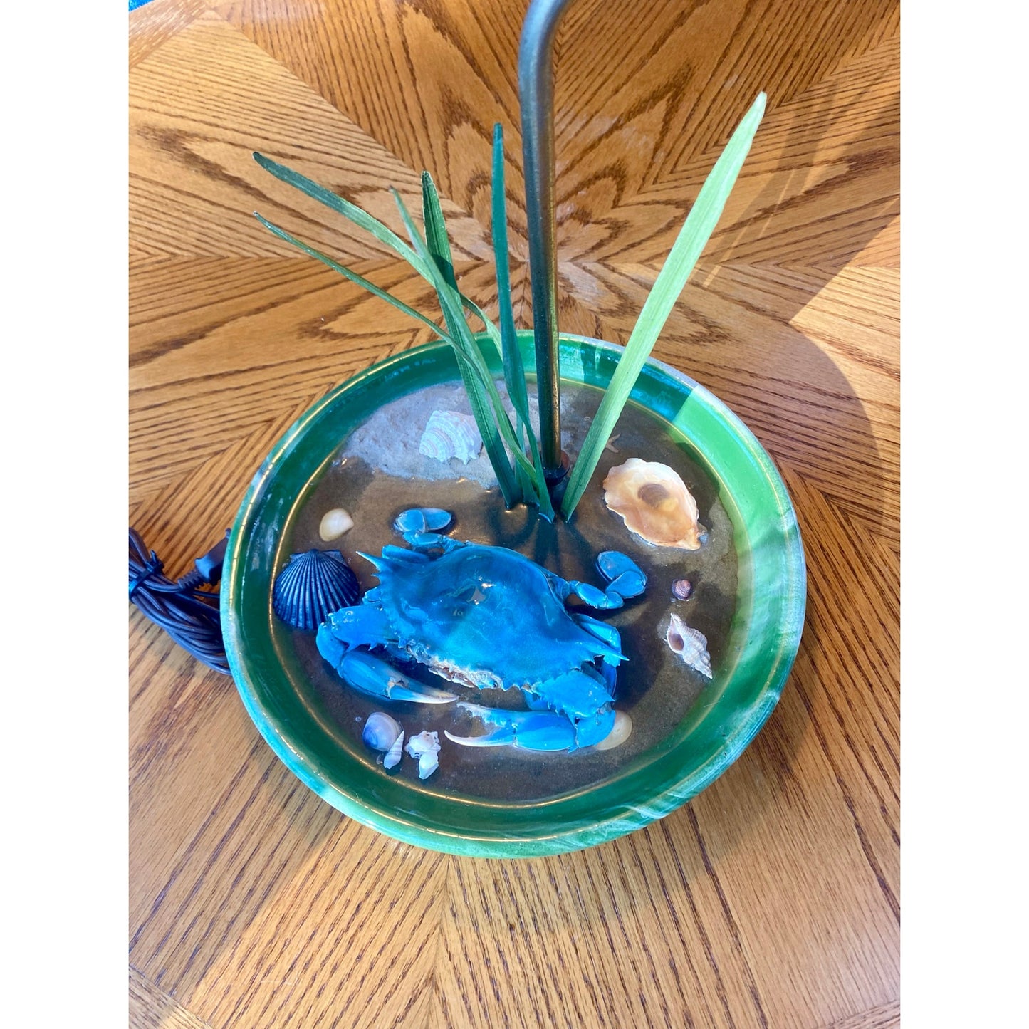 Vintage Preserved Blue Crab, Shell and Starfish lamp.