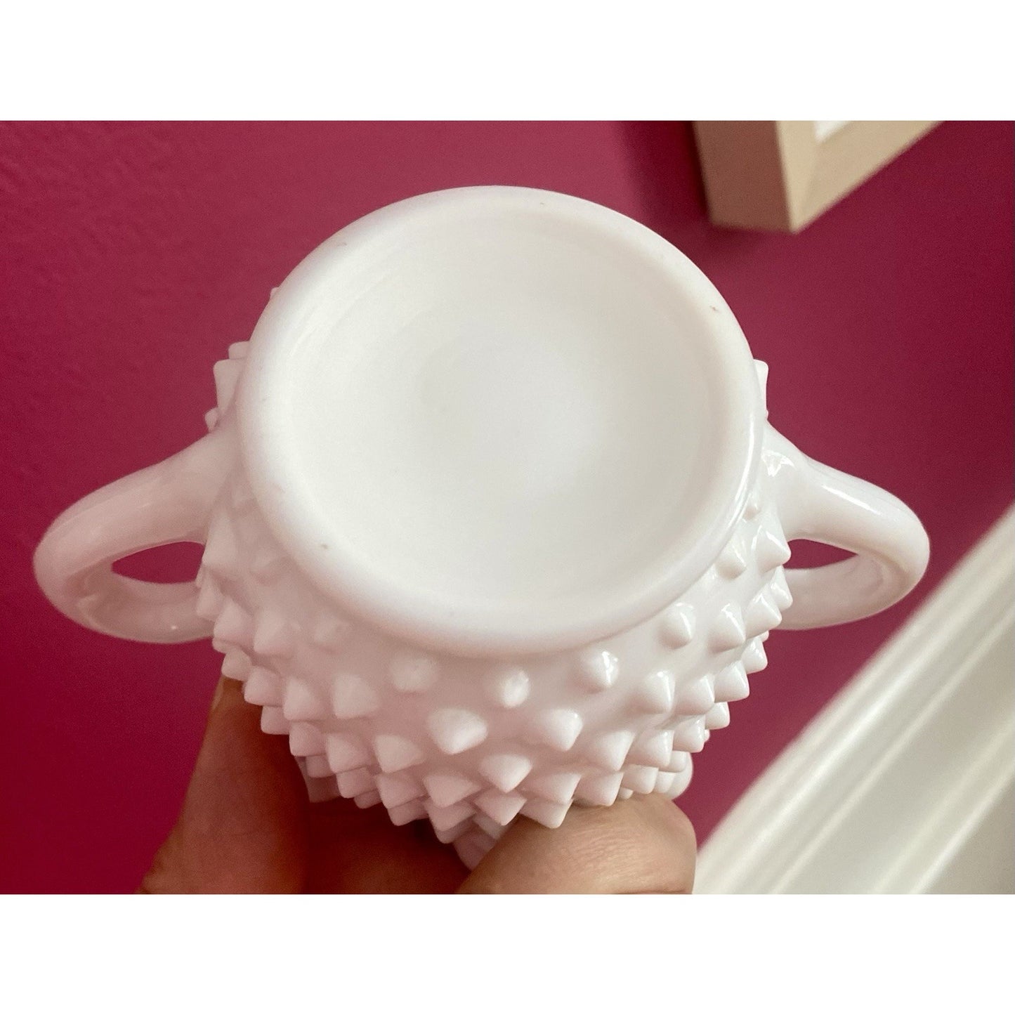 FENTON Hobnail Milk Glass Star-Shaped Open Sugar Bowl