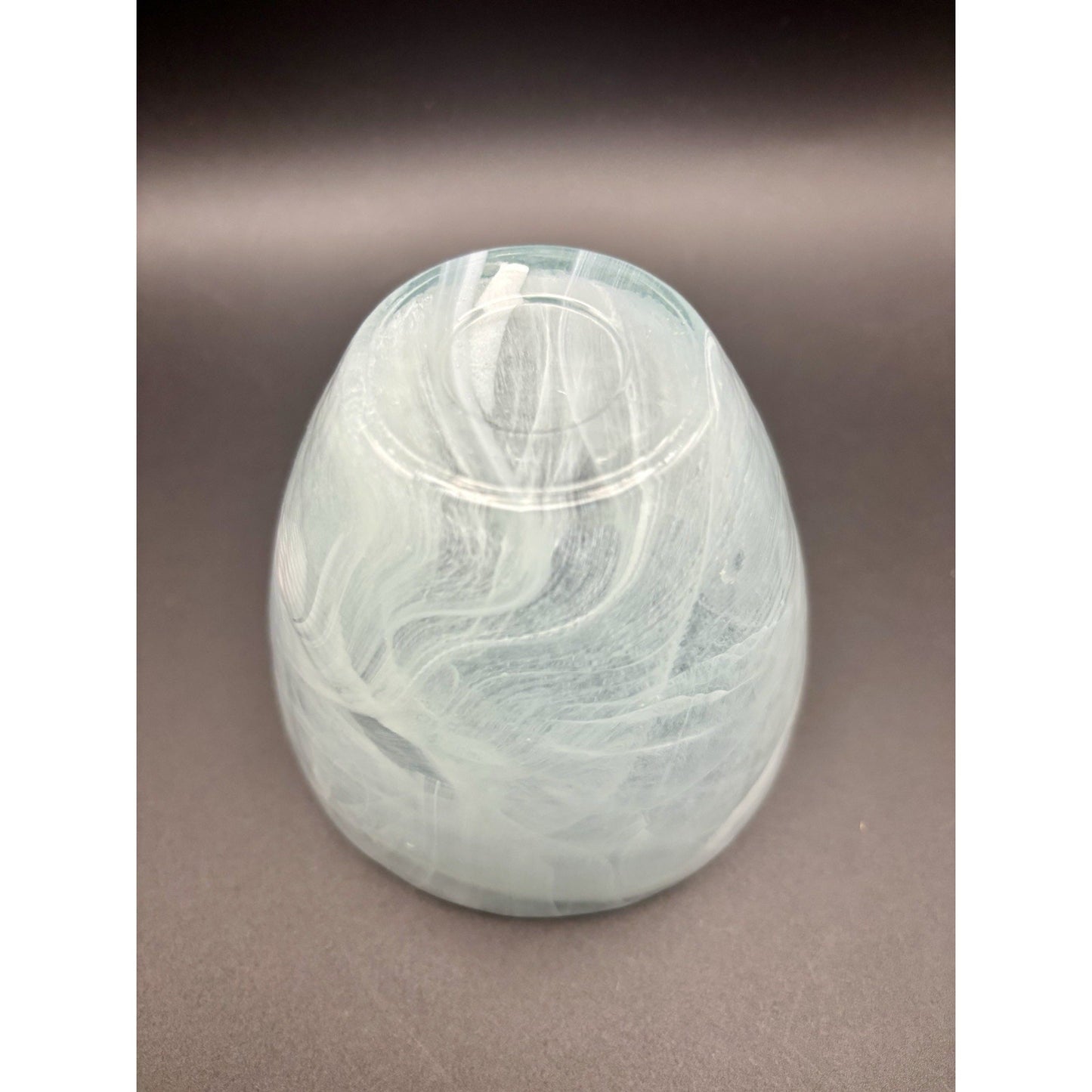 Recycled Art Glass Bowl Teal & White Swirl Bowl