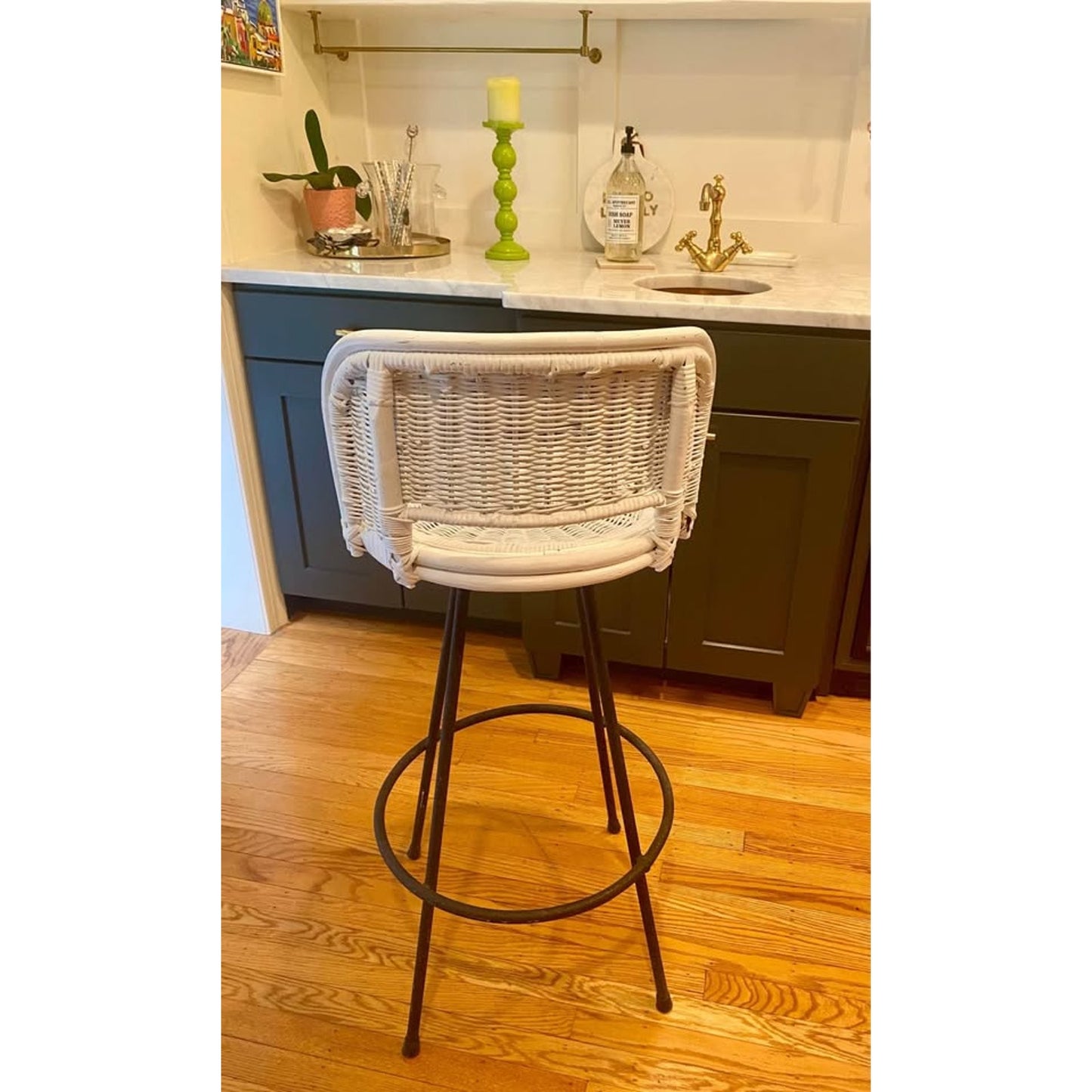 Vintage Rattan Wicker Bar Stool