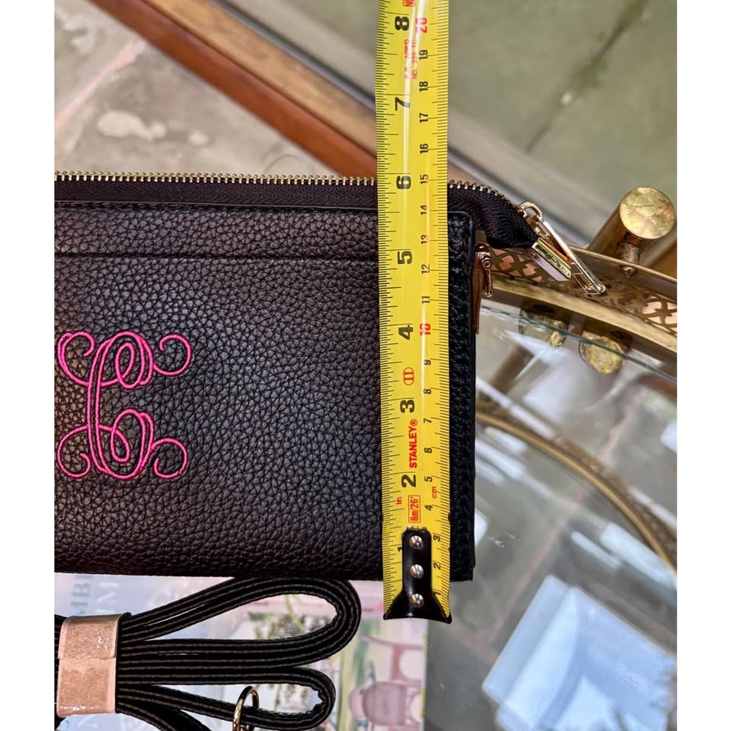 New Black Monogrammed 'C' Wristlet Clutch Crossbody Bag
