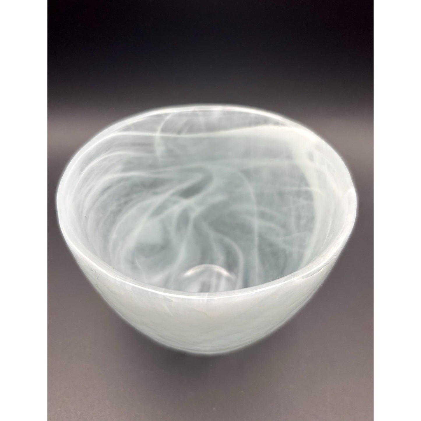 Recycled Art Glass Bowl Teal & White Swirl Bowl
