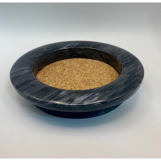dark gray marble and cork wine coaster