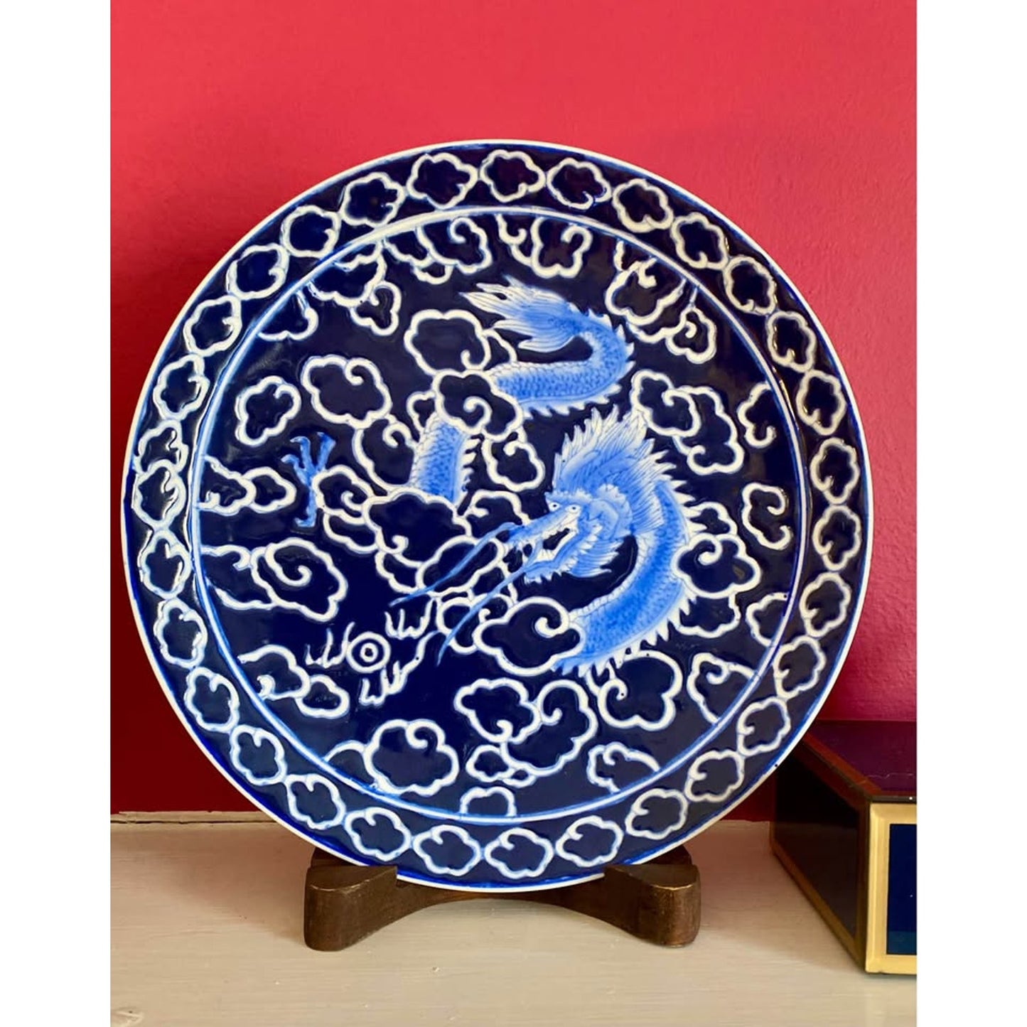 Blue and White Dragon Plate