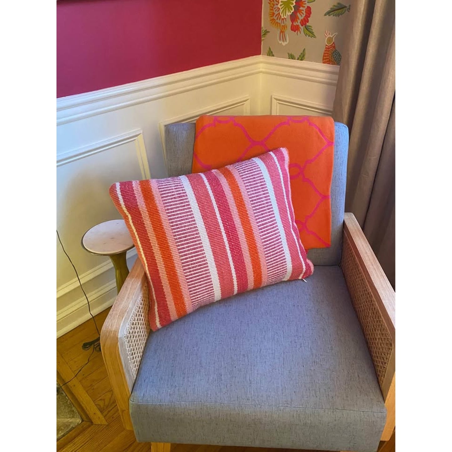 Pink, Orange and White Kit Kemp for Annie Selke pillows