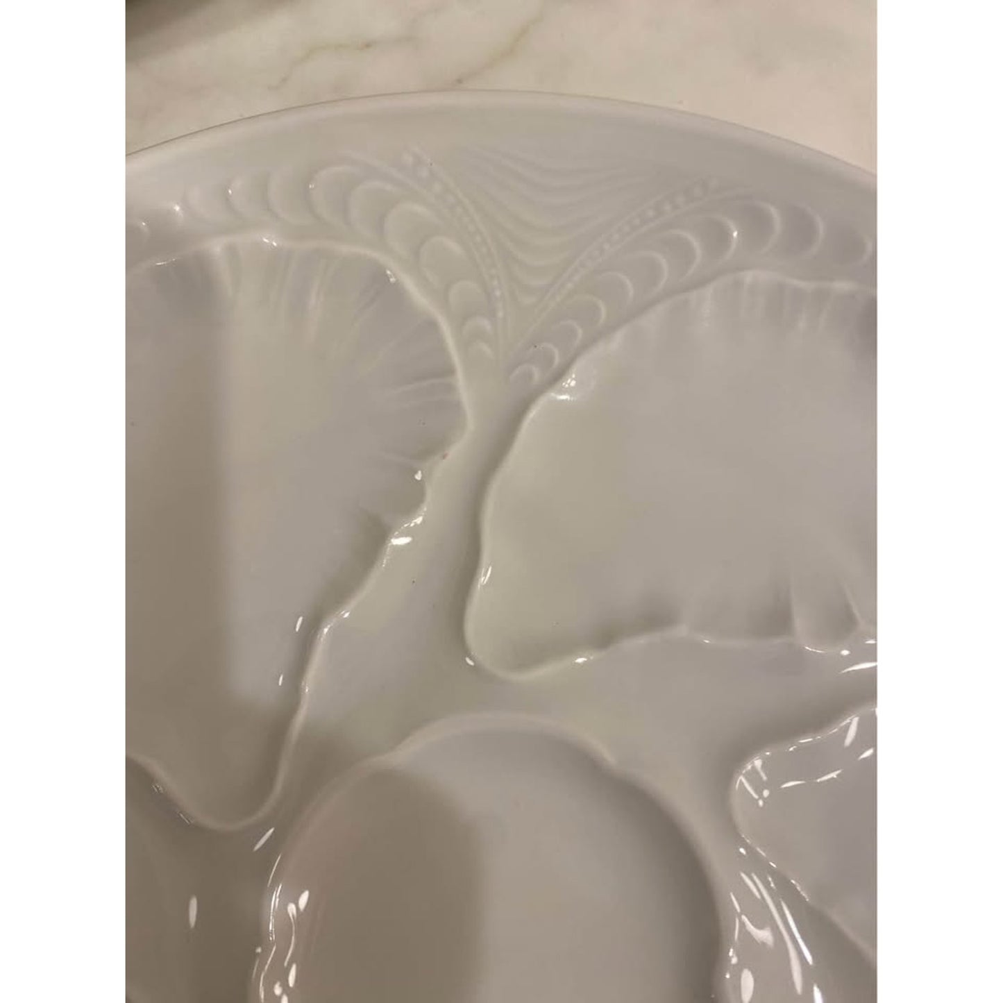 Tharaud Limoges White Ceramic Oyster Plate 10 inch