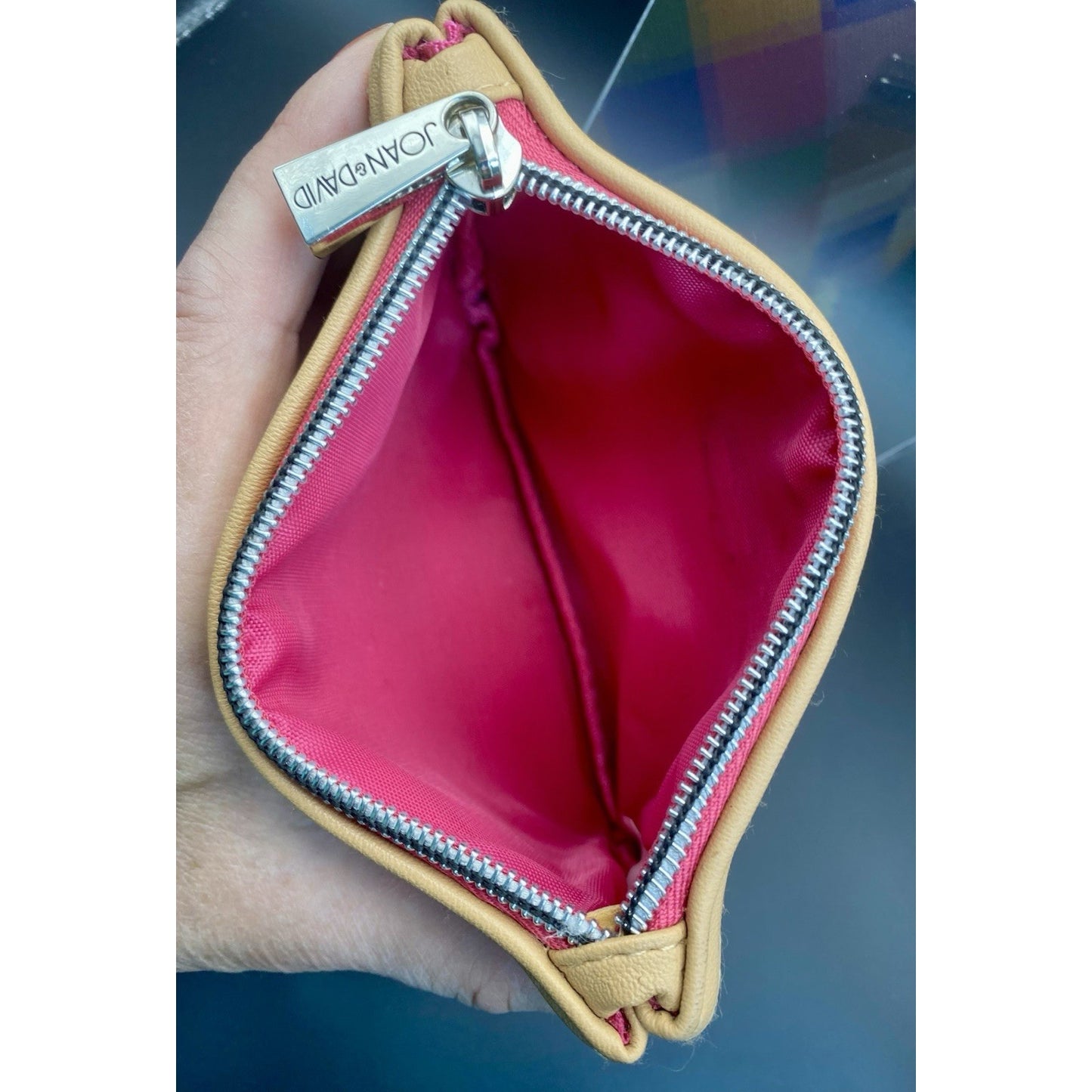 Joan and David multicolor plaid clutch make-up bag