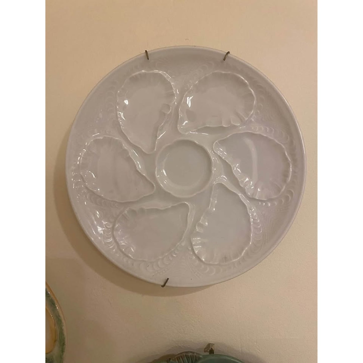 Tharaud Limoges White Ceramic Oyster Plate 10 inch