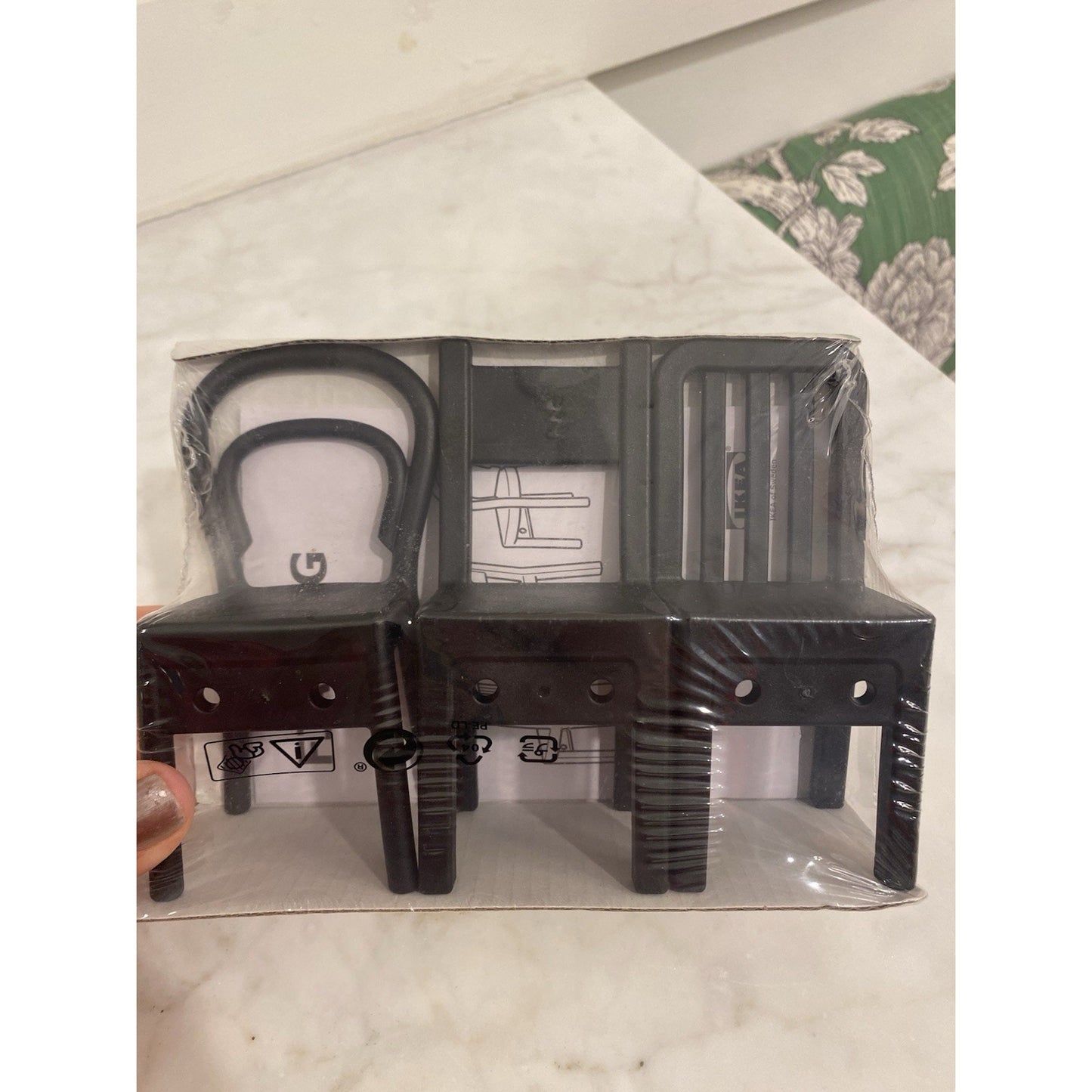 NEW Ikea Fjantig Hook Set of 3 Chairs Black Wall Mounted Hangers 603.471.02