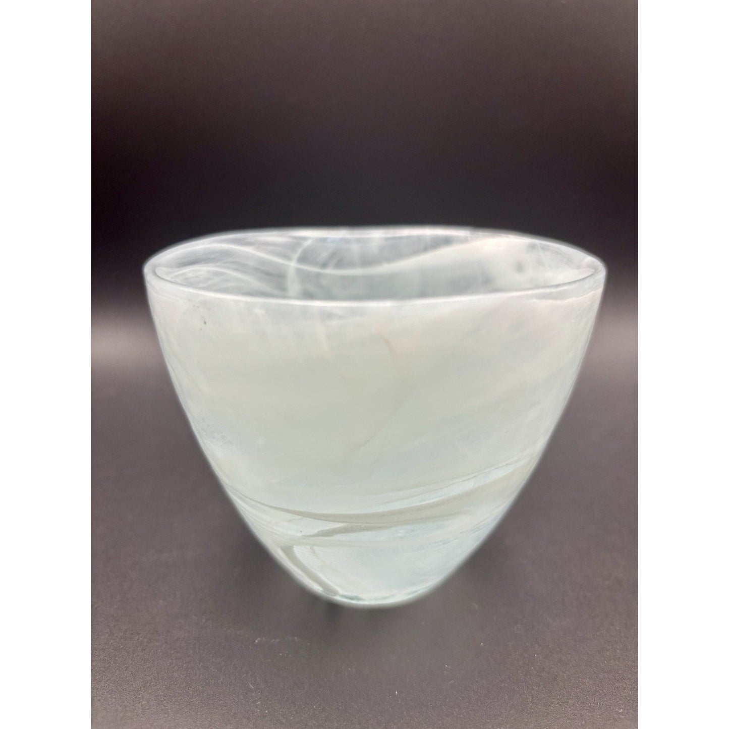 Recycled Art Glass Bowl Teal & White Swirl Bowl