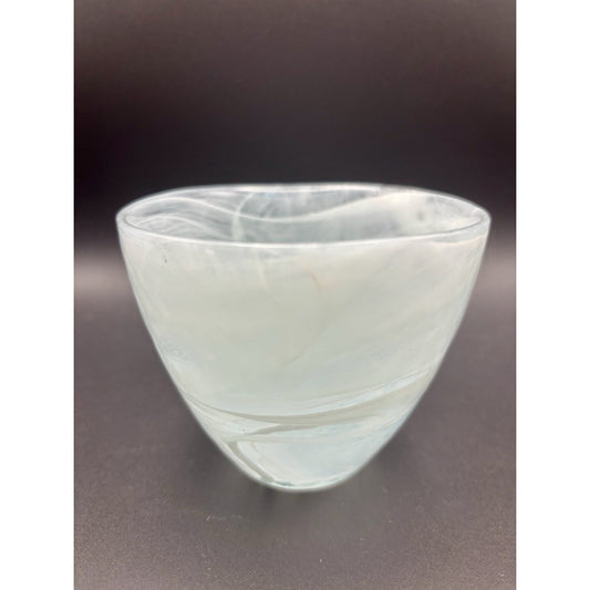 Recycled Art Glass Bowl Teal & White Swirl Bowl