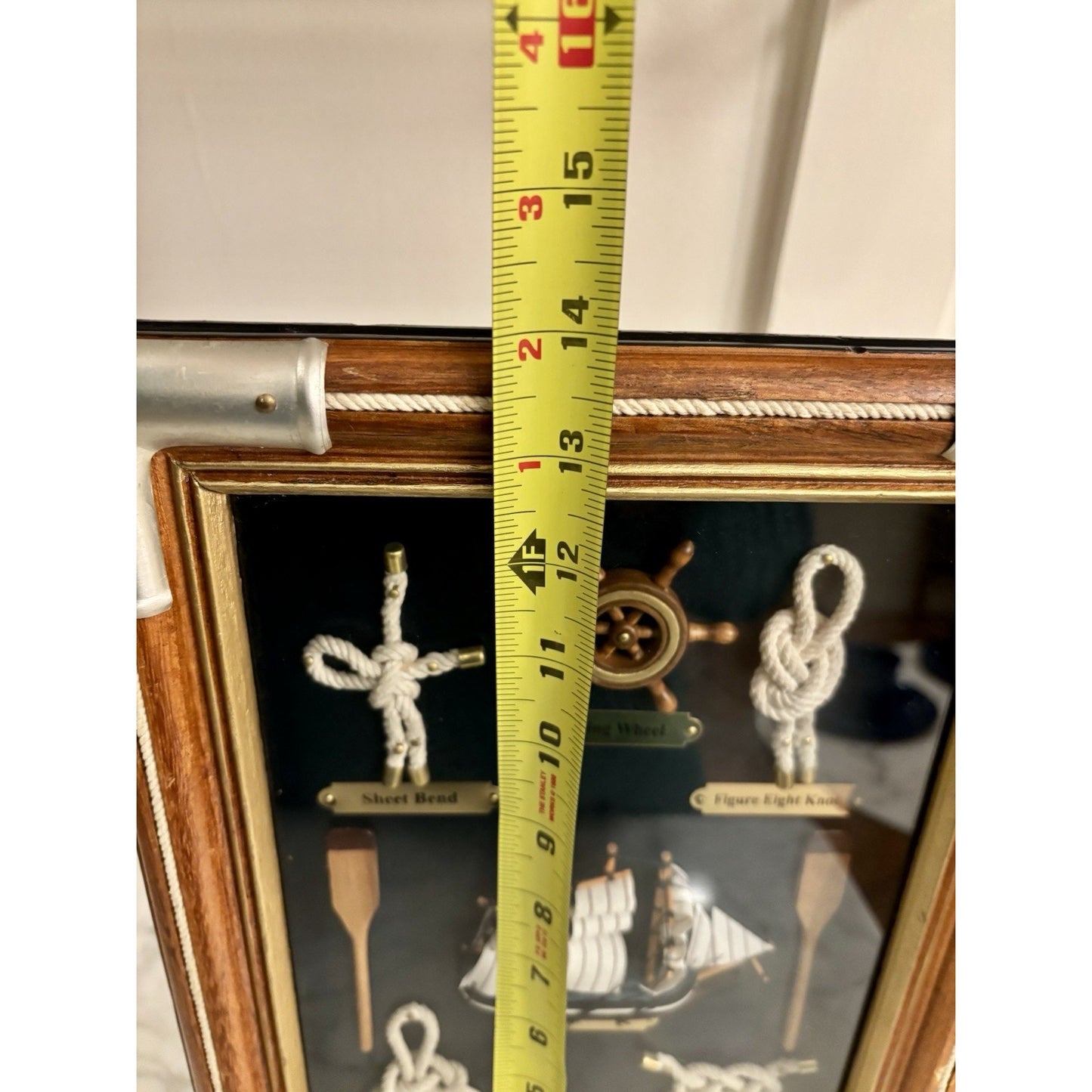 Sailing Ship And Nautical Knots Shadow Box Display Wall Decor