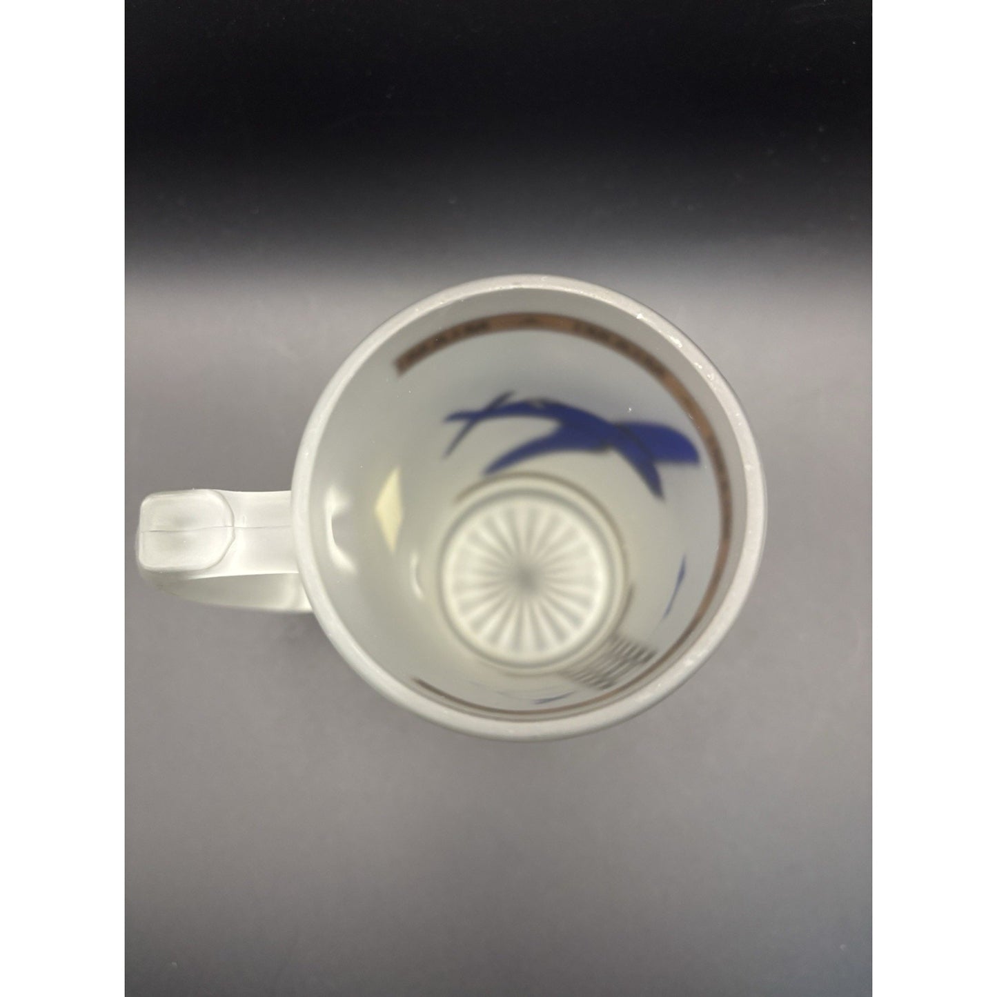 Vtg Miami Frosted Glass Mug Kapan Kent 22K Gold Accent Airplane Collectible Mug