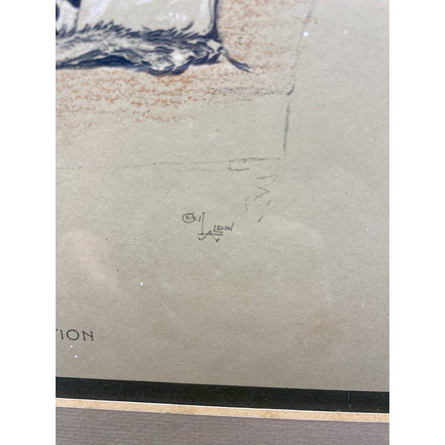 Cecil Aldin Print 1929 Bull Terrier w Wolfhound Approbation Matted Print