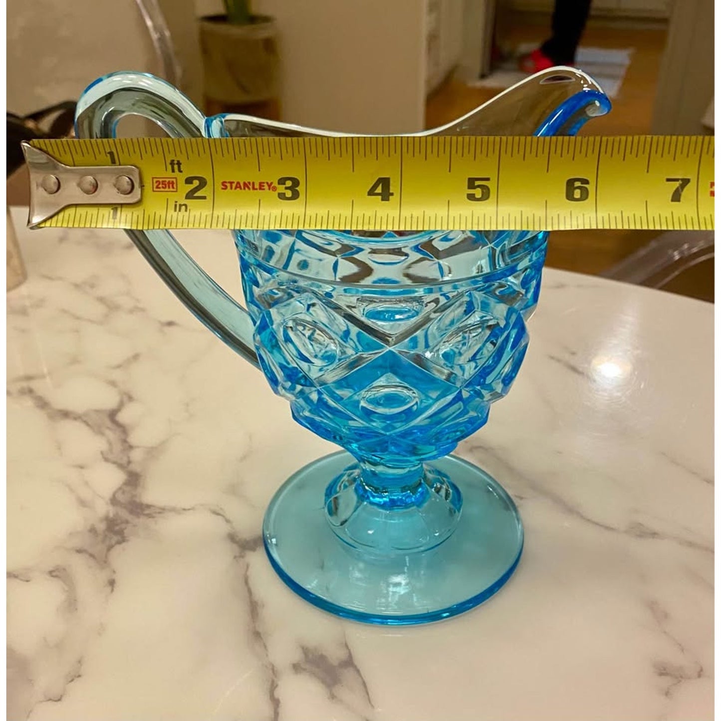 Aqua Glass Signed Little Pitcher