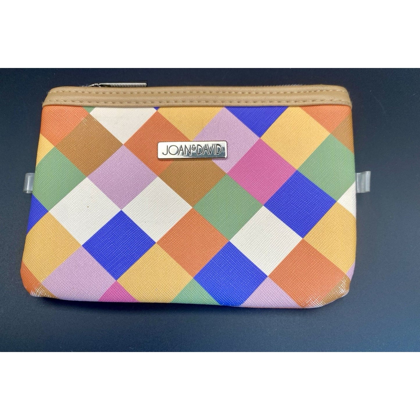 Joan and David multicolor plaid clutch make-up bag