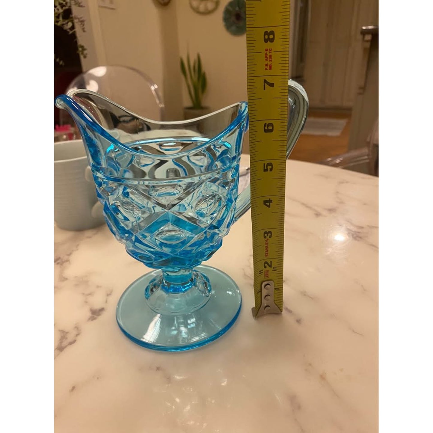 Aqua Glass Signed Little Pitcher