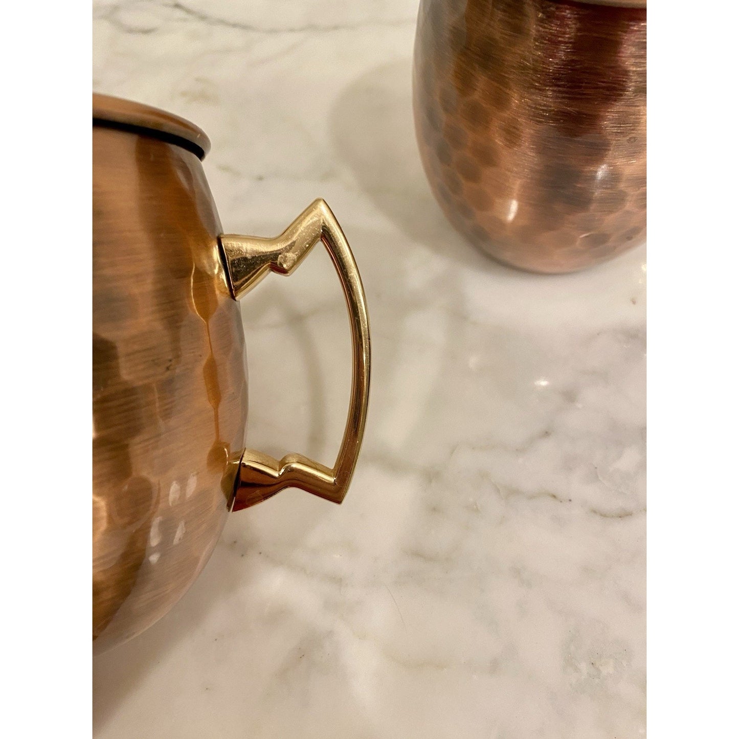 4 ECO-ONE Moscow Mule hammered copper mugs brass handle by Silver One In't