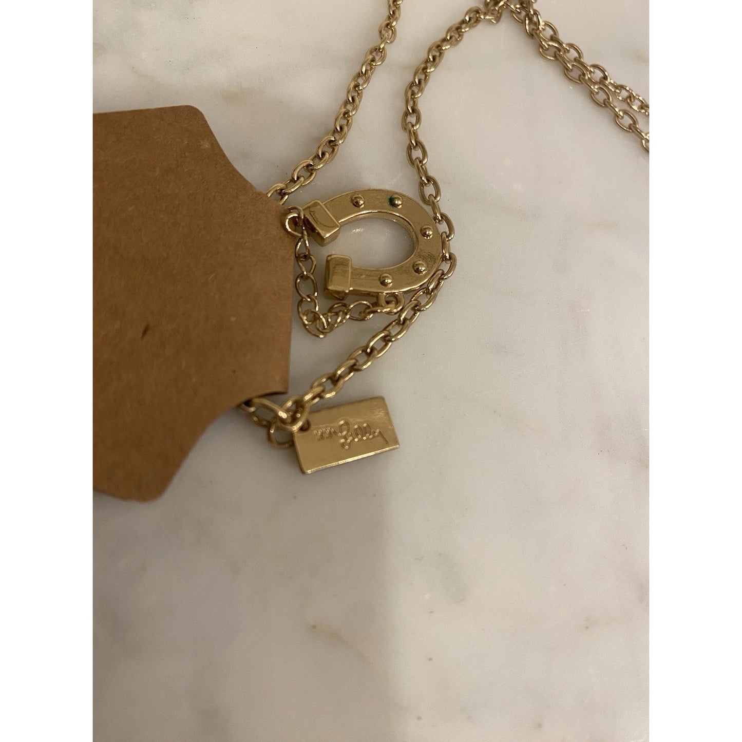 Lilly Pulitzer Necklace Equestrian Horseshoe Preppy Lucky 36” Gold Tone