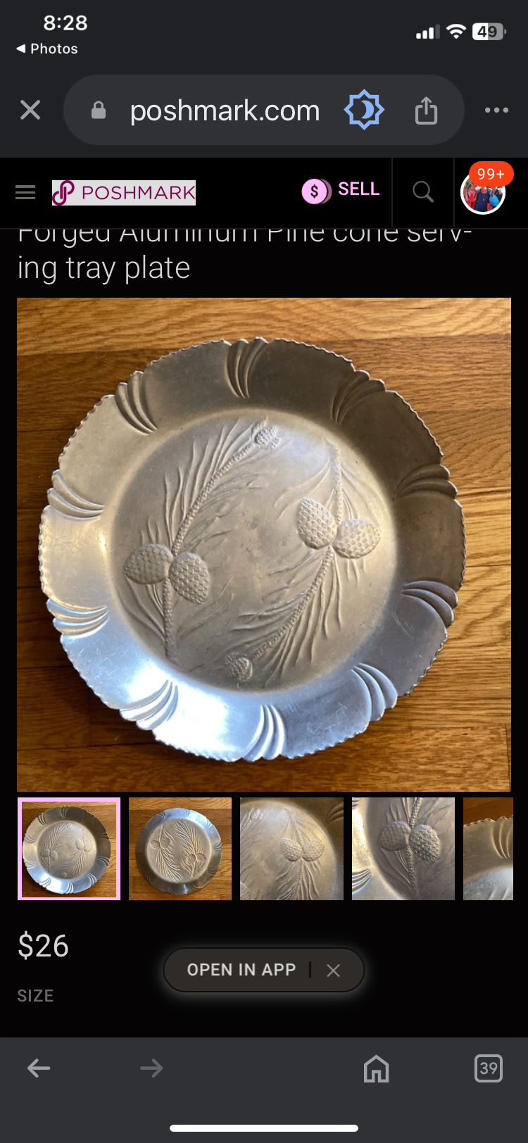 Pine Cone Aluminum Platter with Ruffled Edge