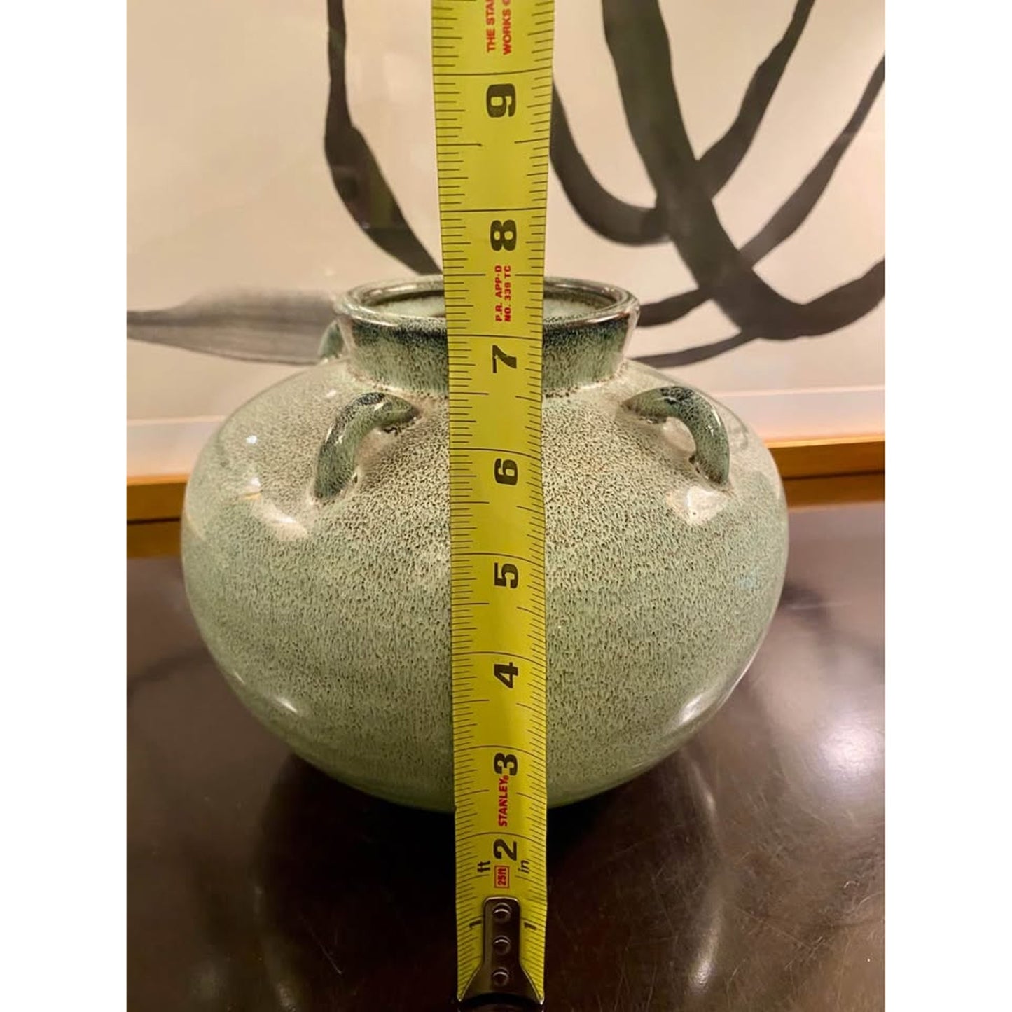 Celadon Green Pottery with 4 Small Handles