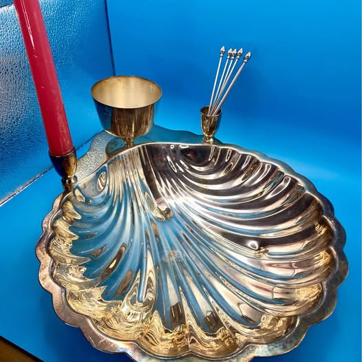 Shell Shaped Serving Tray with Sea Serpent