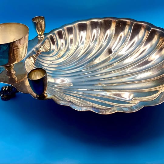 Shell Shaped Serving Tray with Sea Serpent