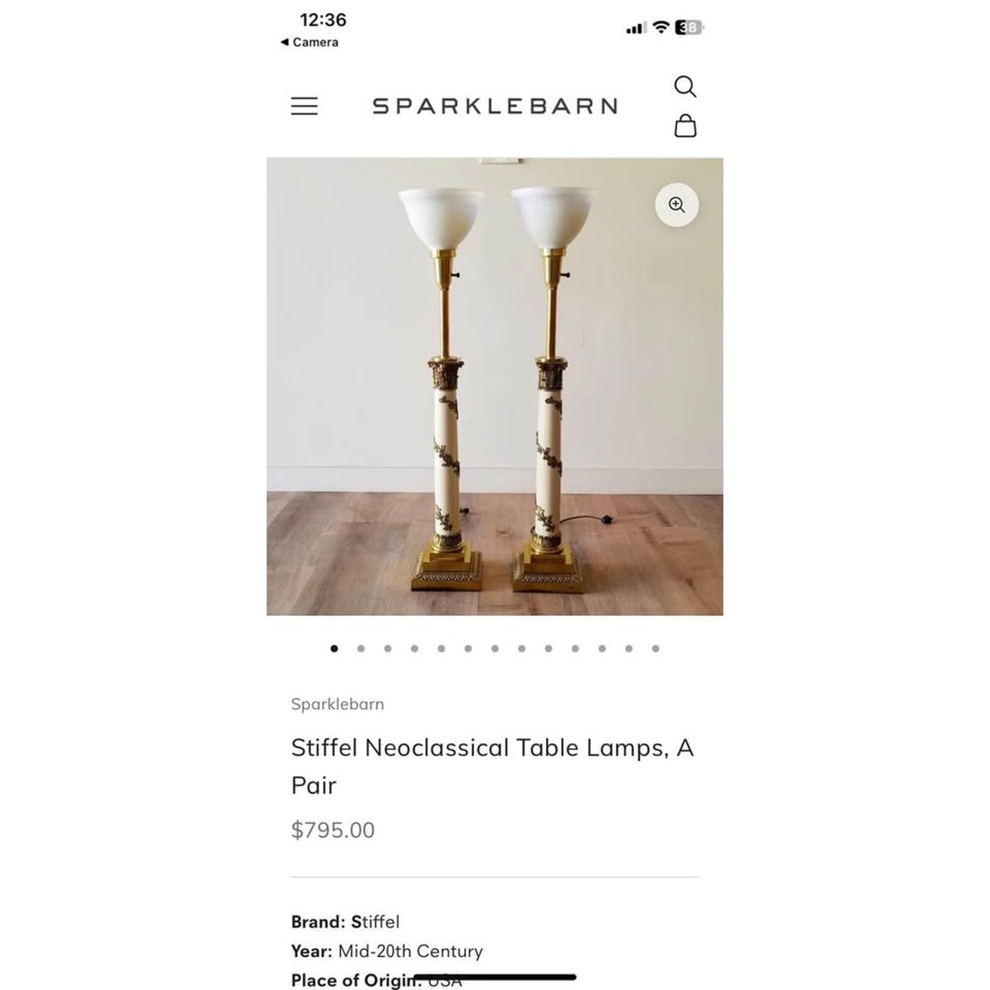 vintage pair of Greek key Torchiere lamps