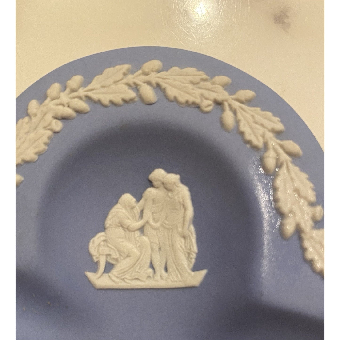 Wedgwood Blue Jasperware Tri Corner Tray Three Graces Relief England 4.5