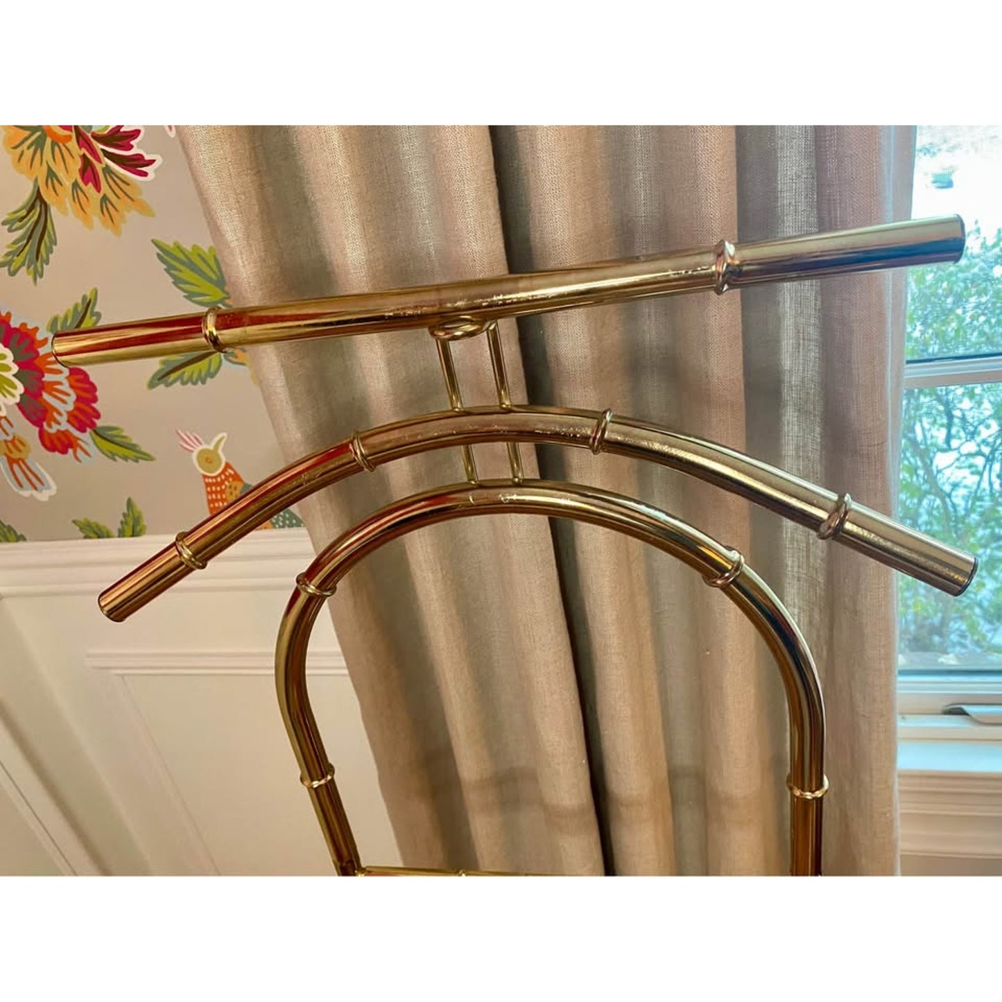 Vintage faux bamboo brass finish valet