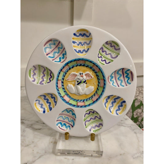 Ceramic Easter Plate By World's Bazaar Inc Ariela Collection Holds 9 Eggs