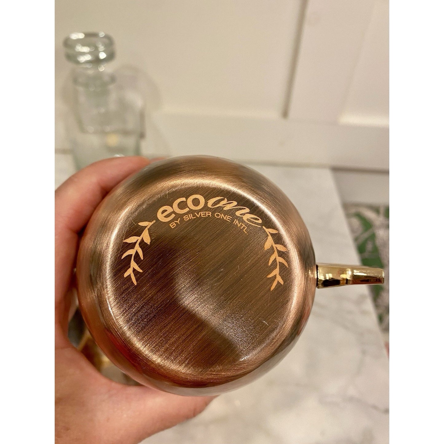 4 ECO-ONE Moscow Mule hammered copper mugs brass handle by Silver One In't