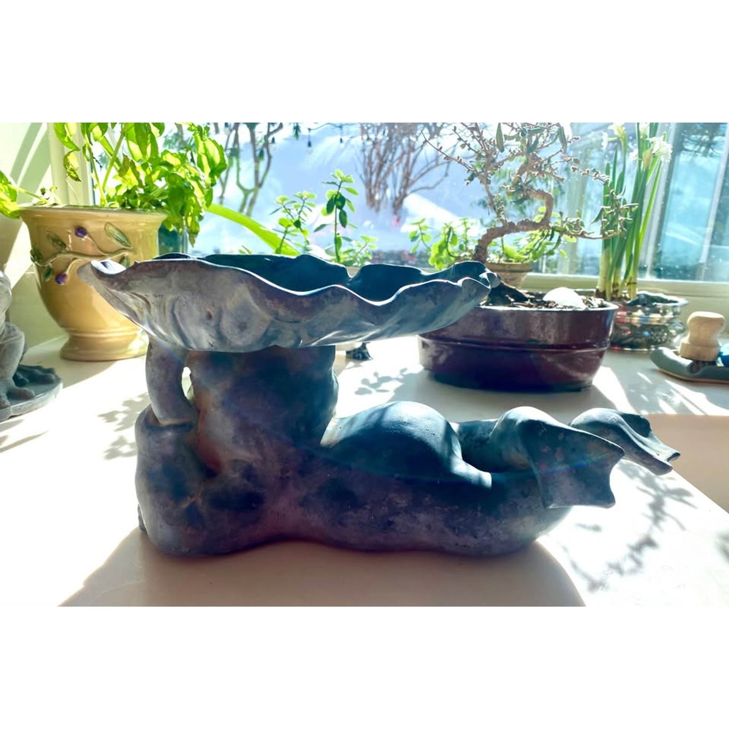 Reclining Frog Bird Feeder