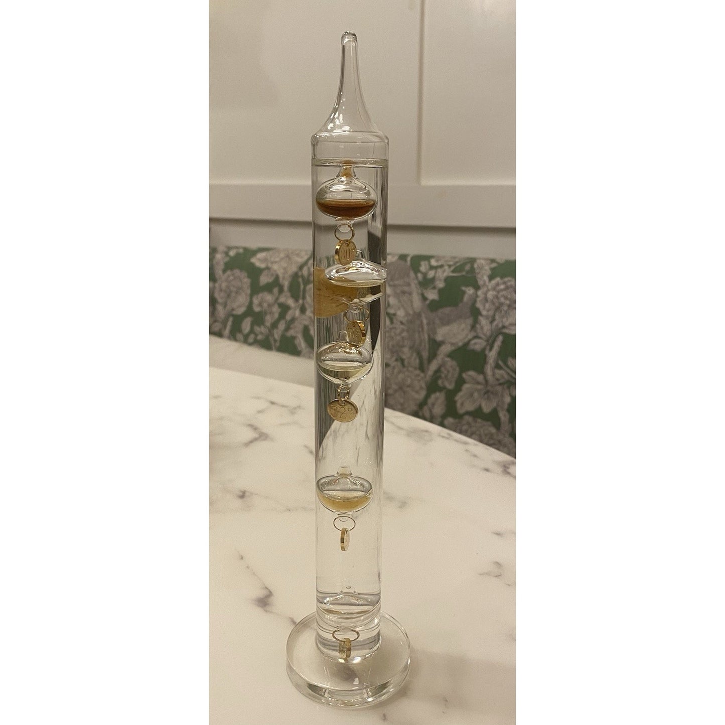Vintage Galileo Glass Thermometer Made Of Glass With 5 Glass Temperature Balls